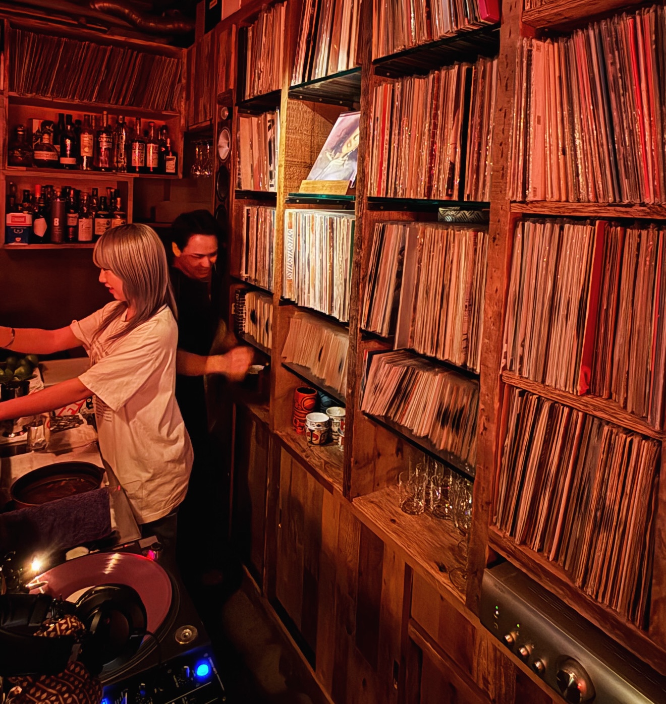Intimate Tokyo record bar in Ginza with vinyl collection and crafted cocktails.