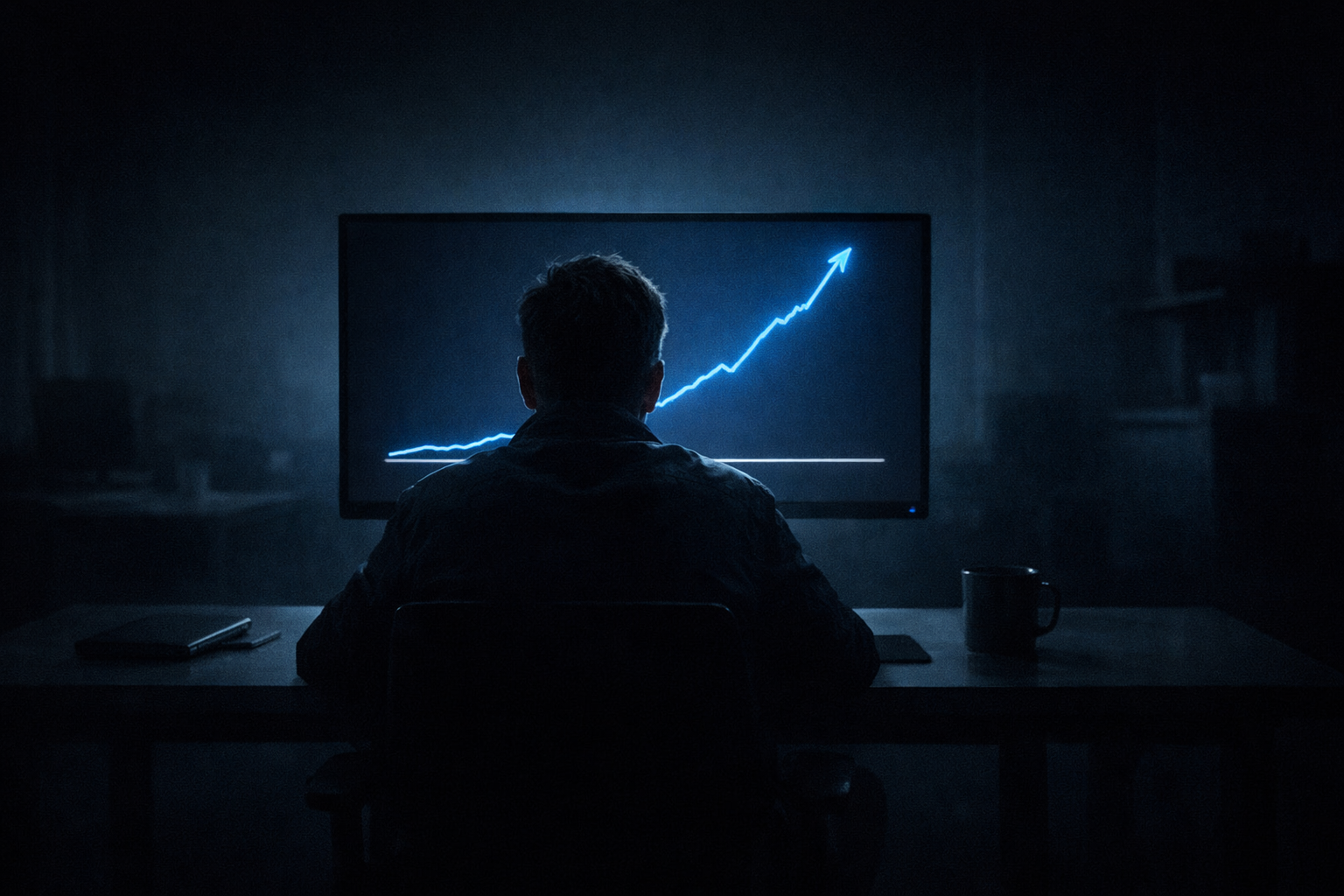 Founder staring at ad spend dashboard showing high costs and zero conversions